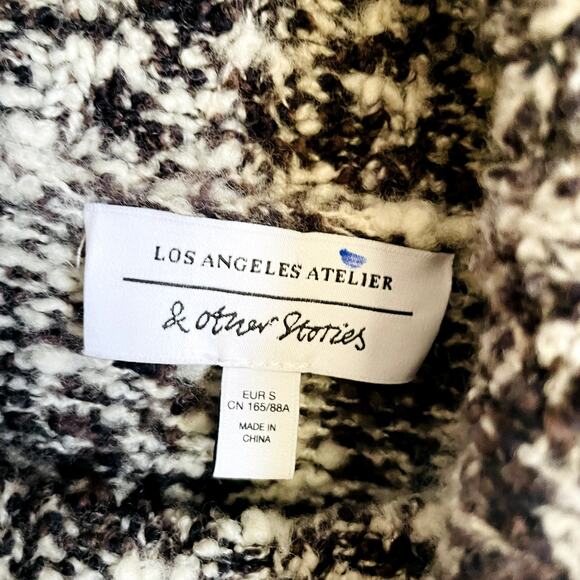 & Other Stories Boucle Wool Turtleneck Sweater Jumper Brown White Small - Picture 8 of 9